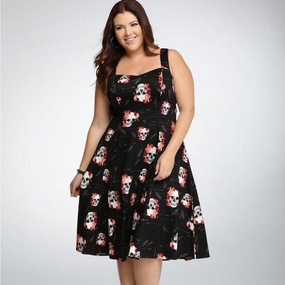 torrid Dresses & Skirts - Pretty Torrid Skull Cut Out Swing Dress